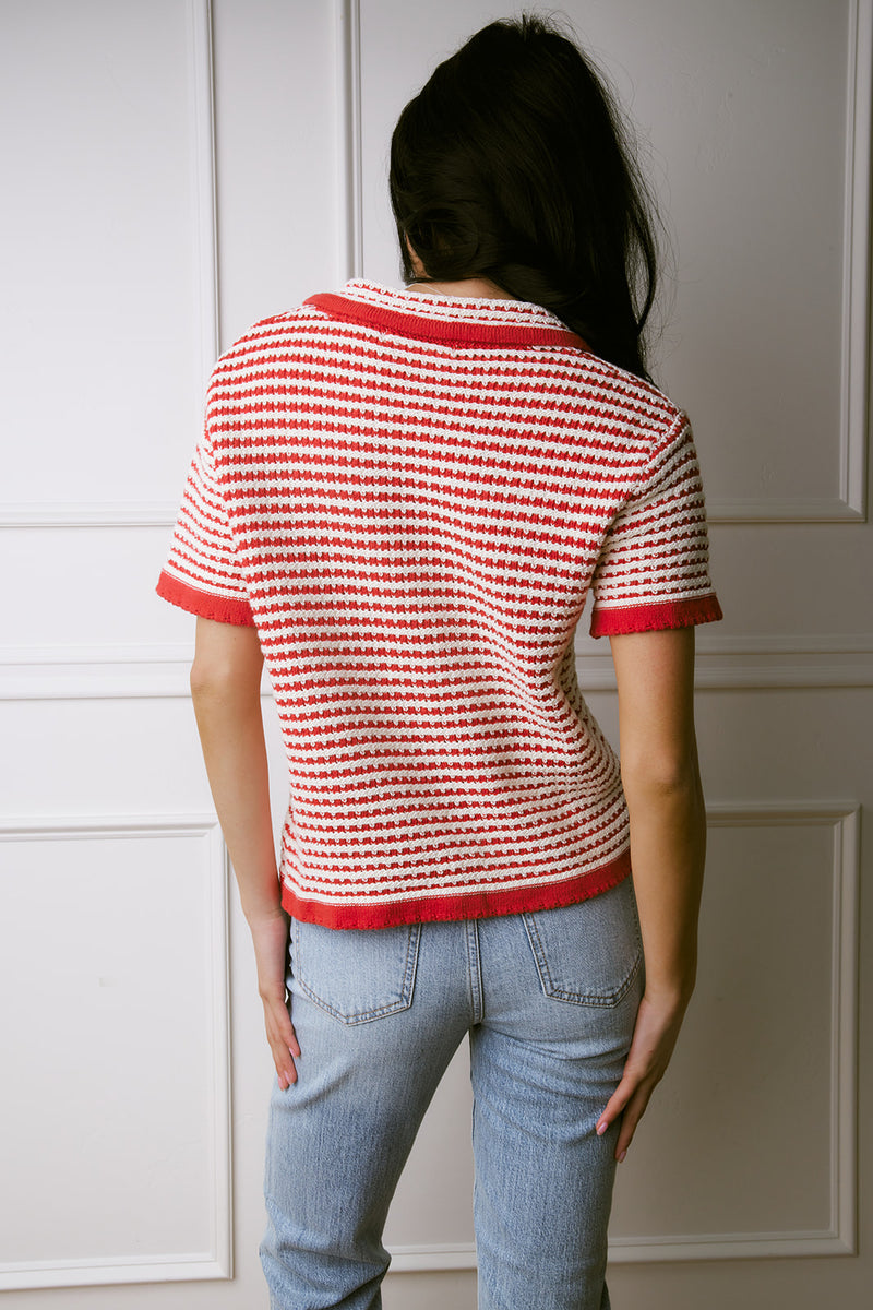 Felicity Red Striped Sweater Top