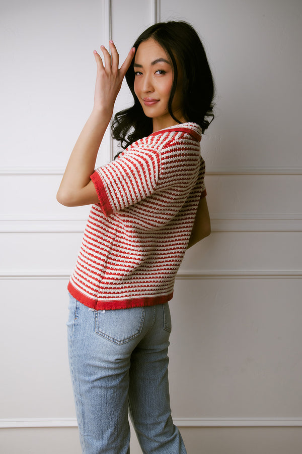 Felicity Red Striped Sweater Top
