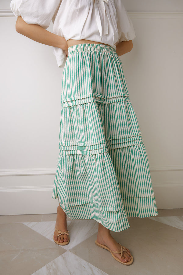 Kelly Green Striped Skirt