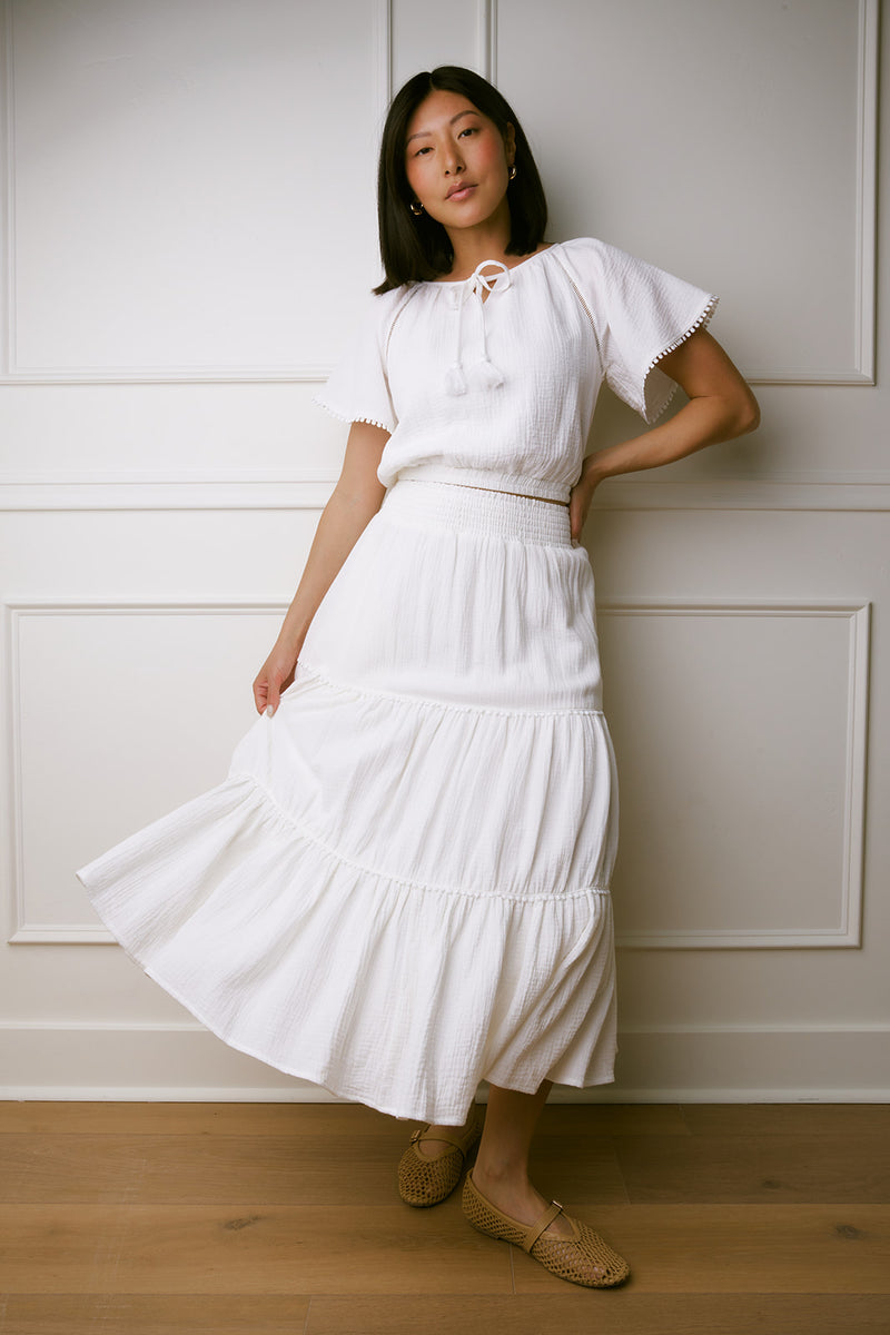 Brinley White Tiered Skirt