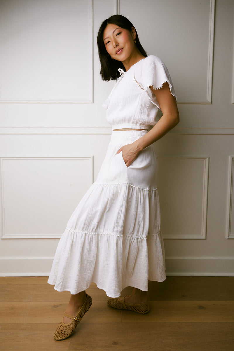 Brinley White Tiered Skirt