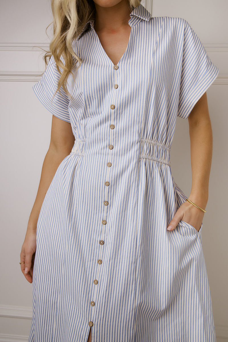 Celine Blue & Cream Striped Dress