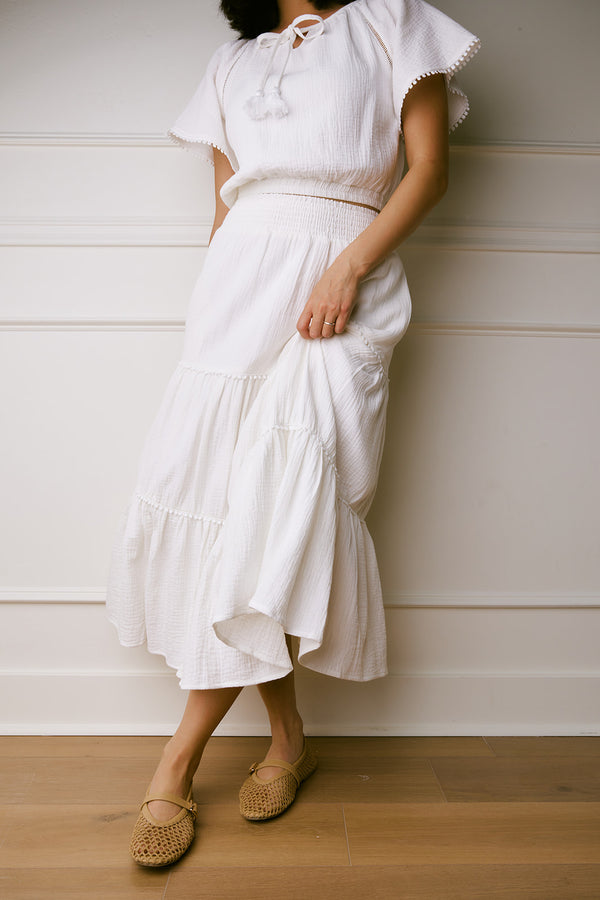 Brinley White Tiered Skirt