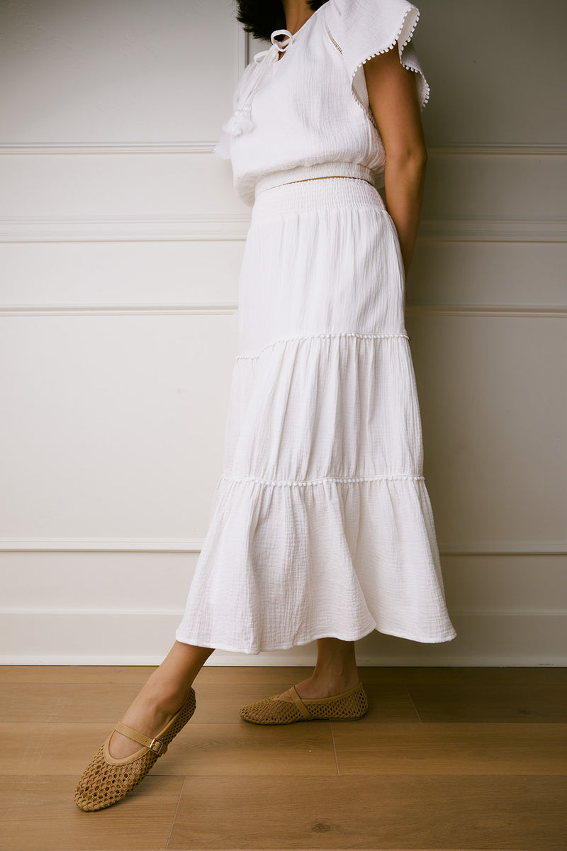 Brinley White Tiered Skirt