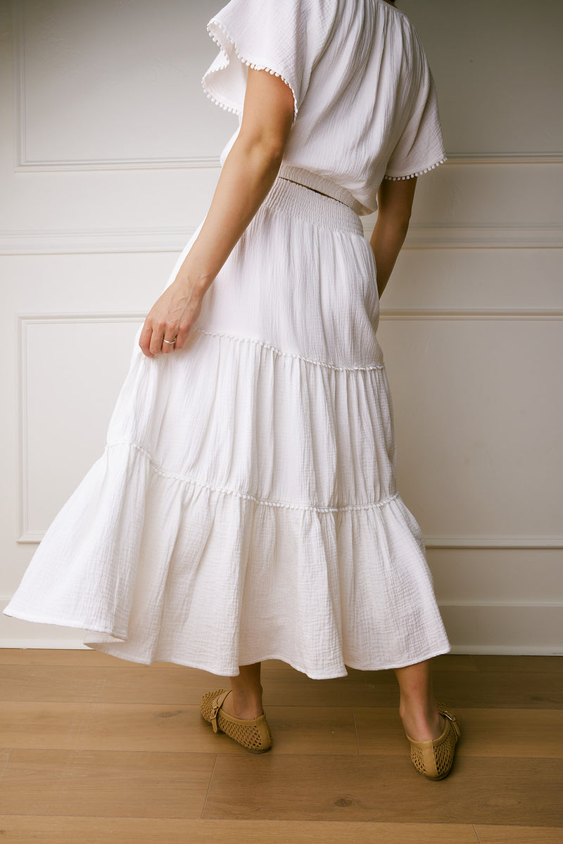 Brinley White Tiered Skirt