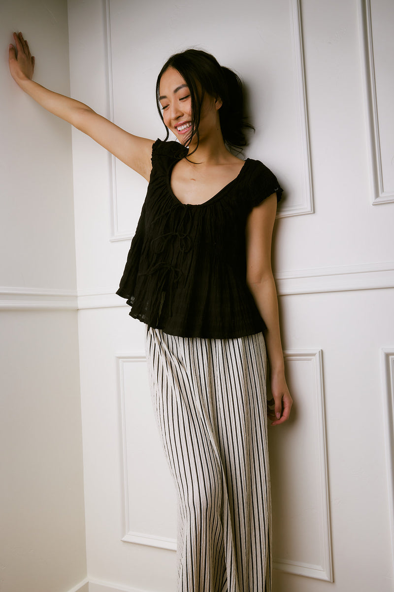 Carly Black Striped Pants