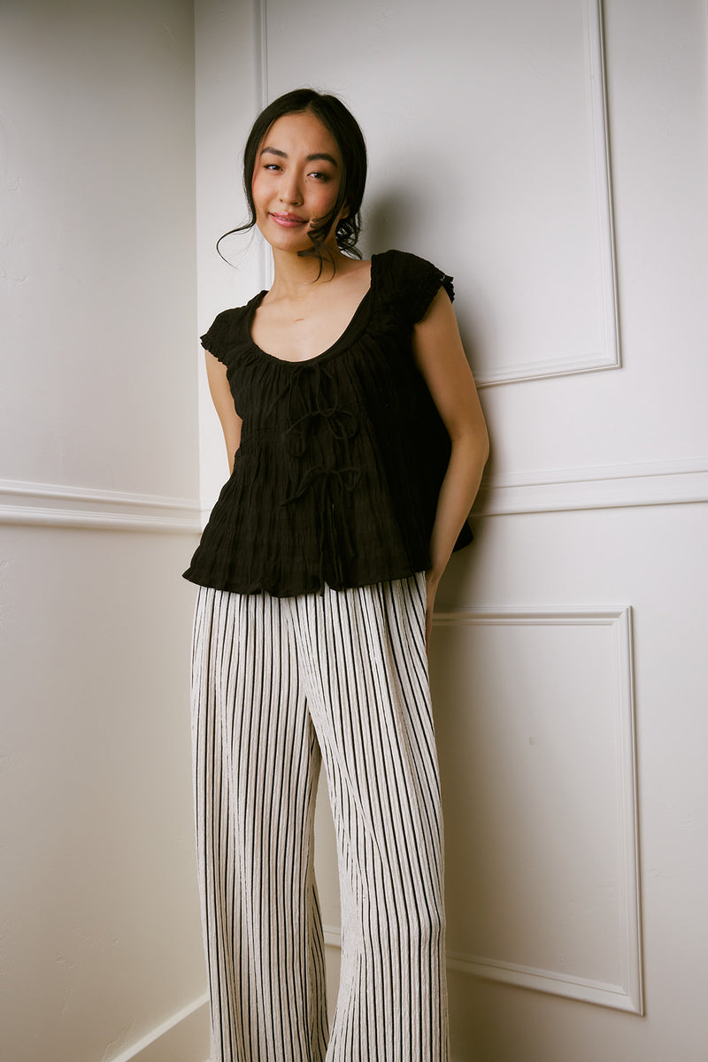 Lianna Black Flare Hem Top