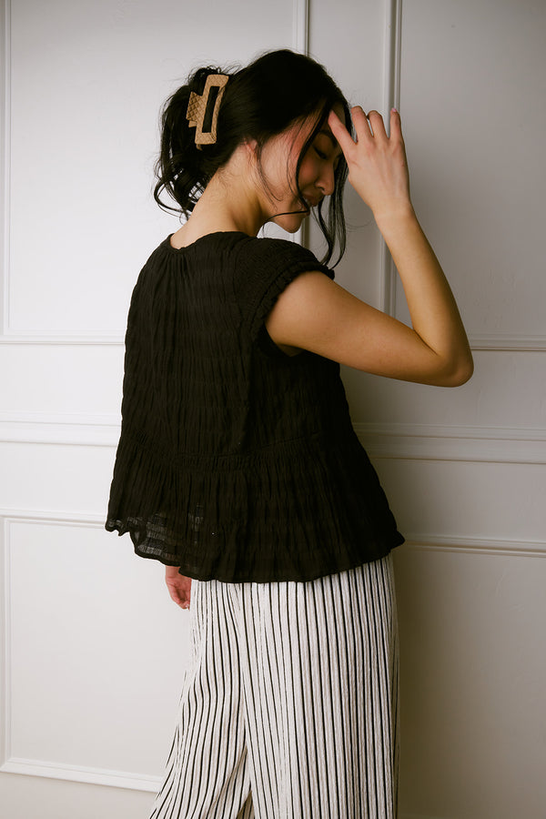 Lianna Black Flare Hem Top