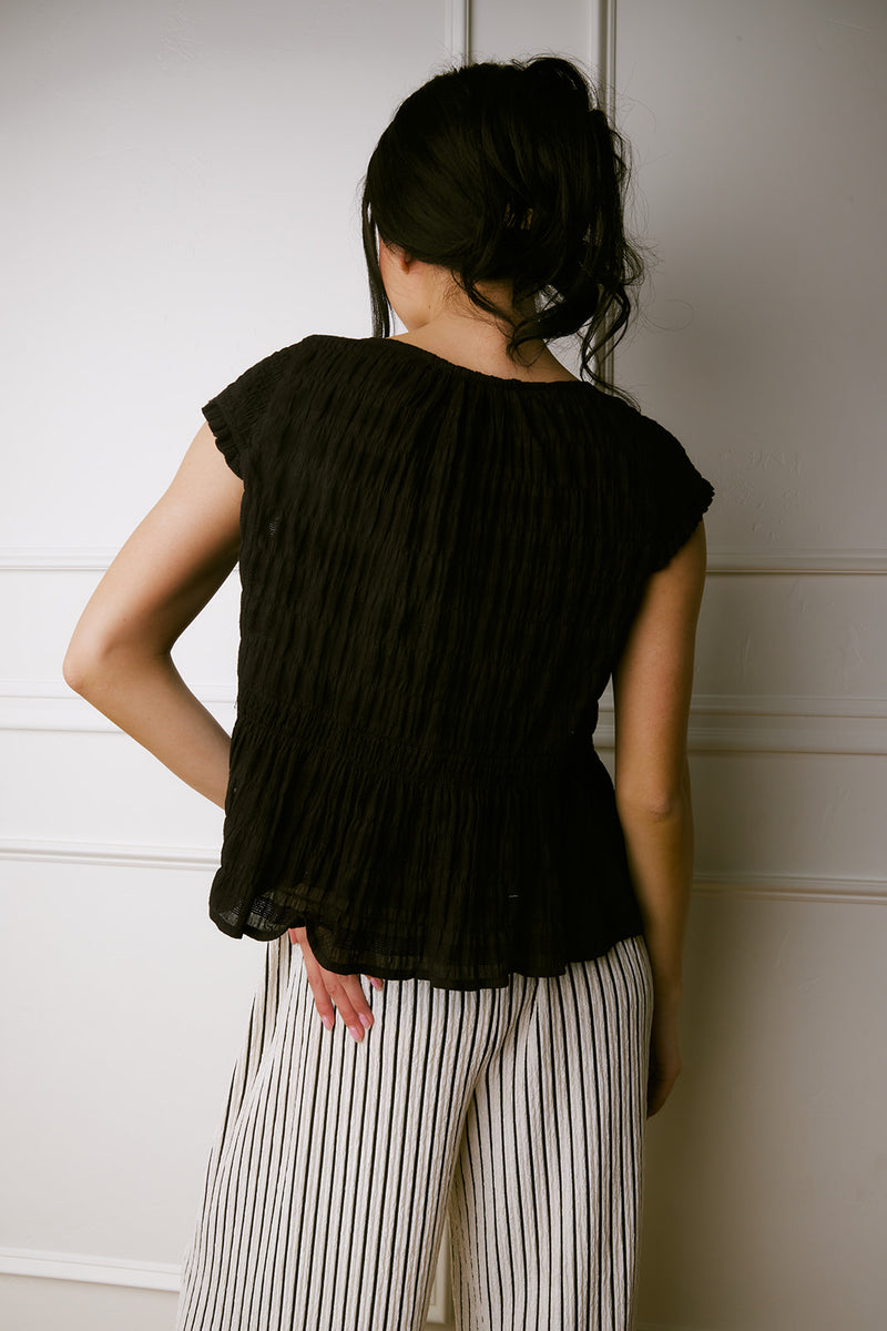 Lianna Black Flare Hem Top