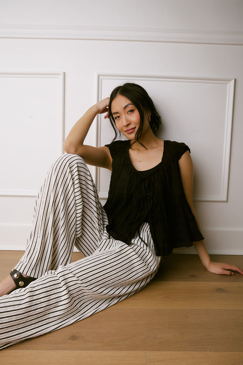 Lianna Black Flare Hem Top