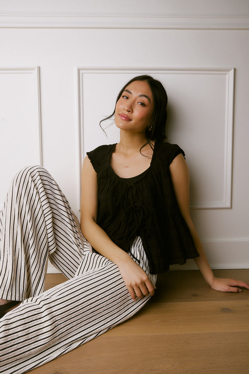 Carly Black Striped Pants