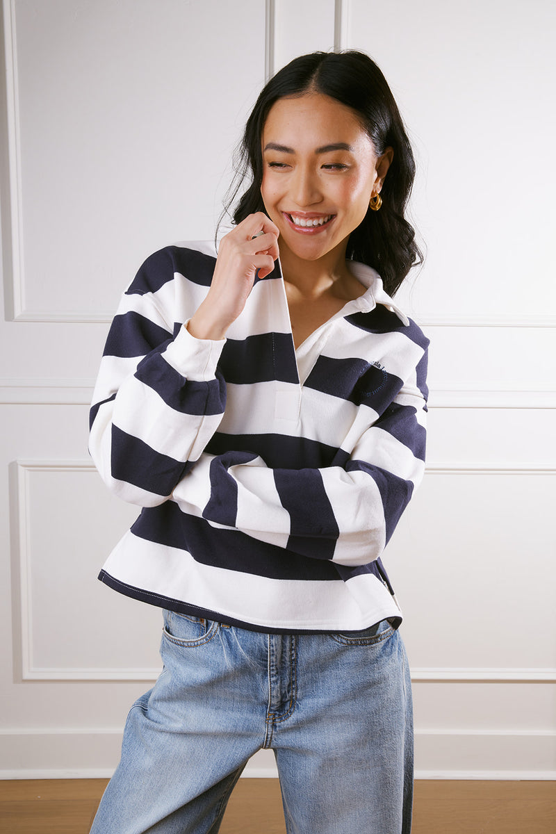 Charlee Striped Long Sleeve Polo