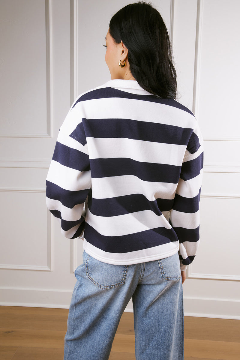 Charlee Striped Long Sleeve Polo