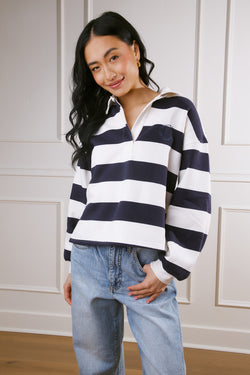 Charlee Striped Long Sleeve Polo