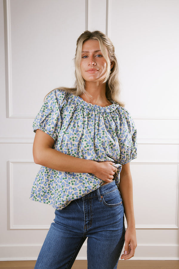 Gracelynn Blue Floral Blouse