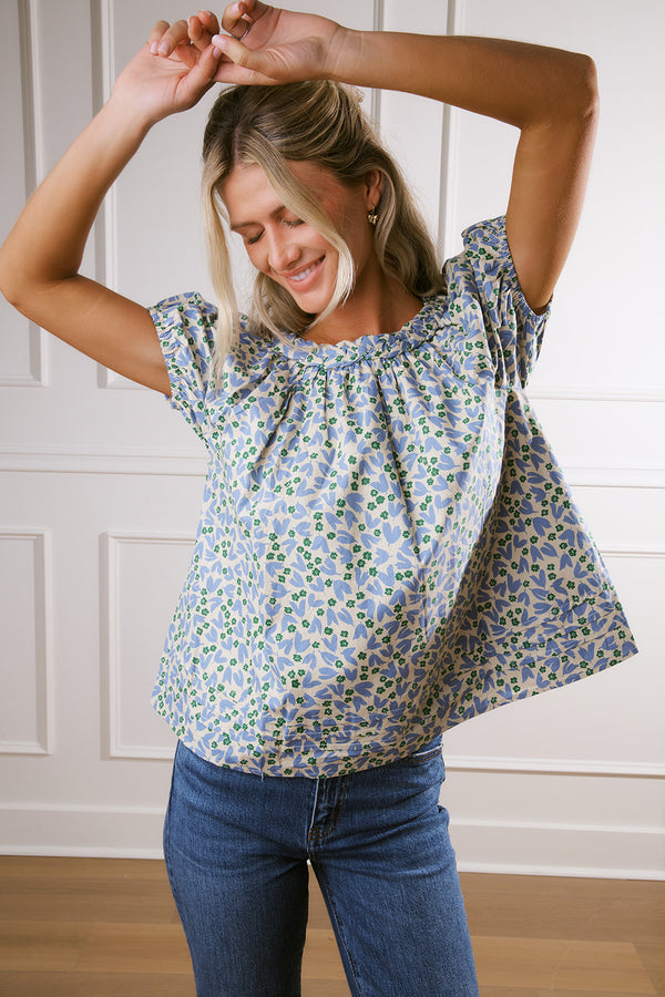 Gracelynn Blue Floral Blouse