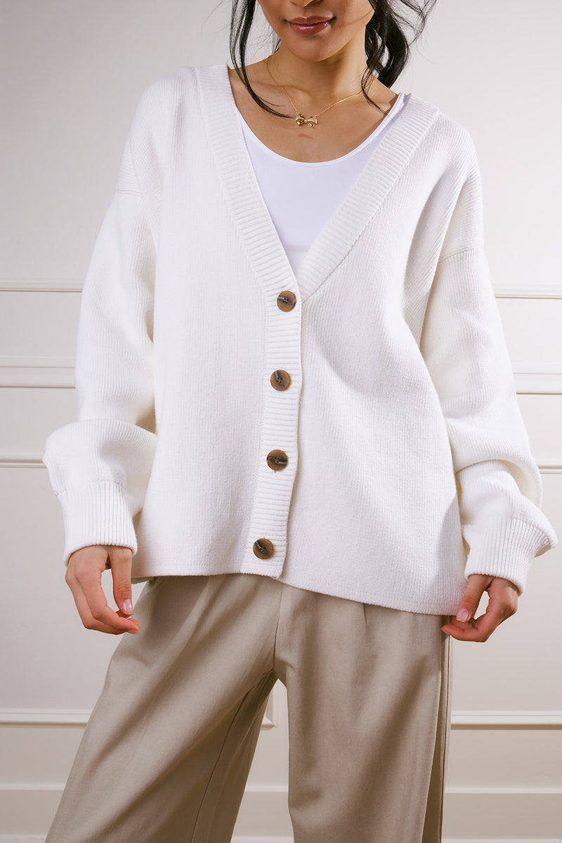 Jayla Boyfriend Cardigan in Ivory