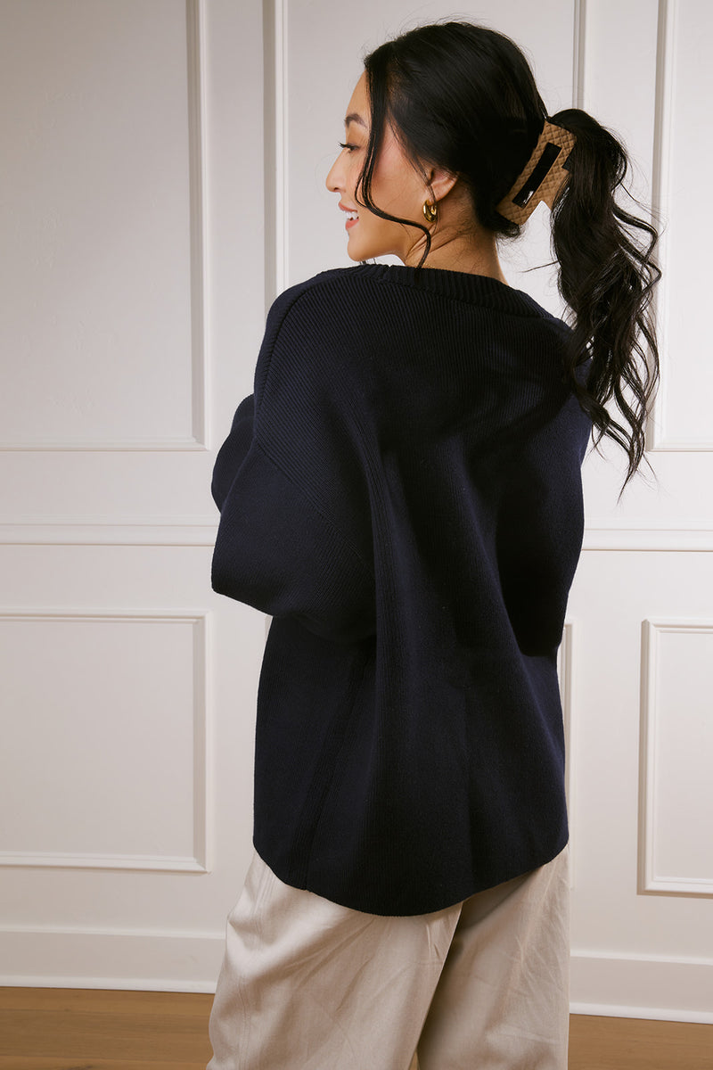 Jayla Boyfriend Cardigan in Navy