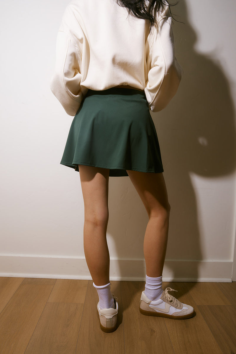 Mariah Tennis Skirt in Hunter Green