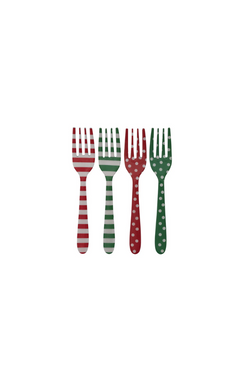 Red, White & Green Stainless Steel Forks