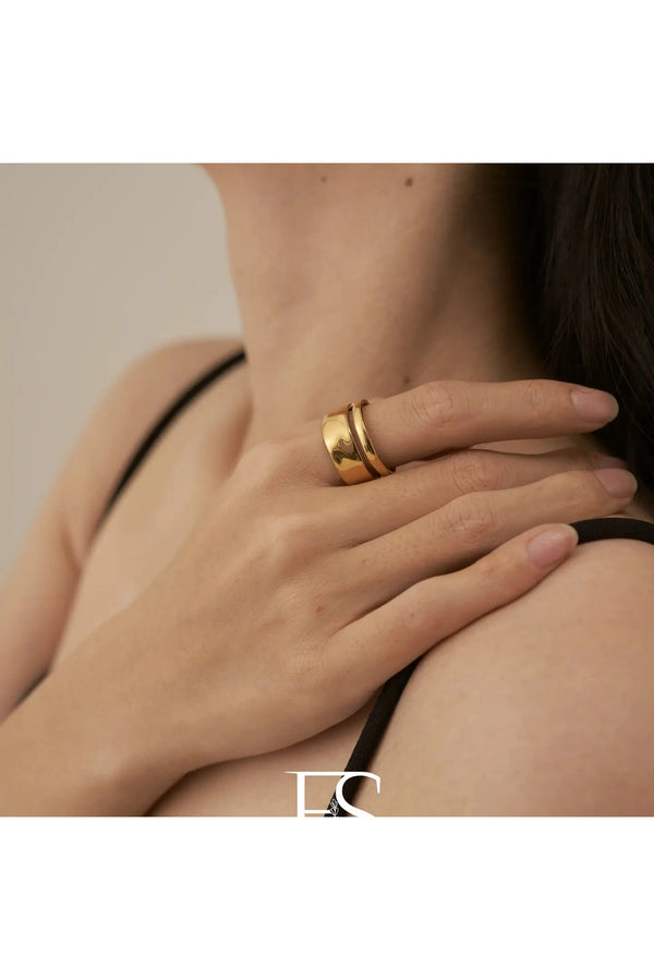 Gold Chunky Double Band Ring