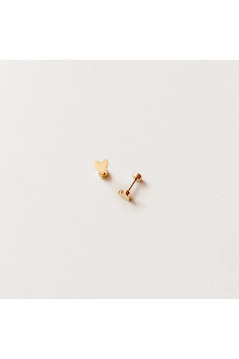 Gold Heart Stud Earrings