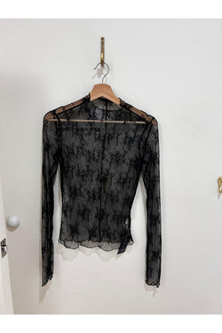 Black Lace Mock Top