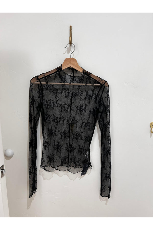 Black Lace Mock Top