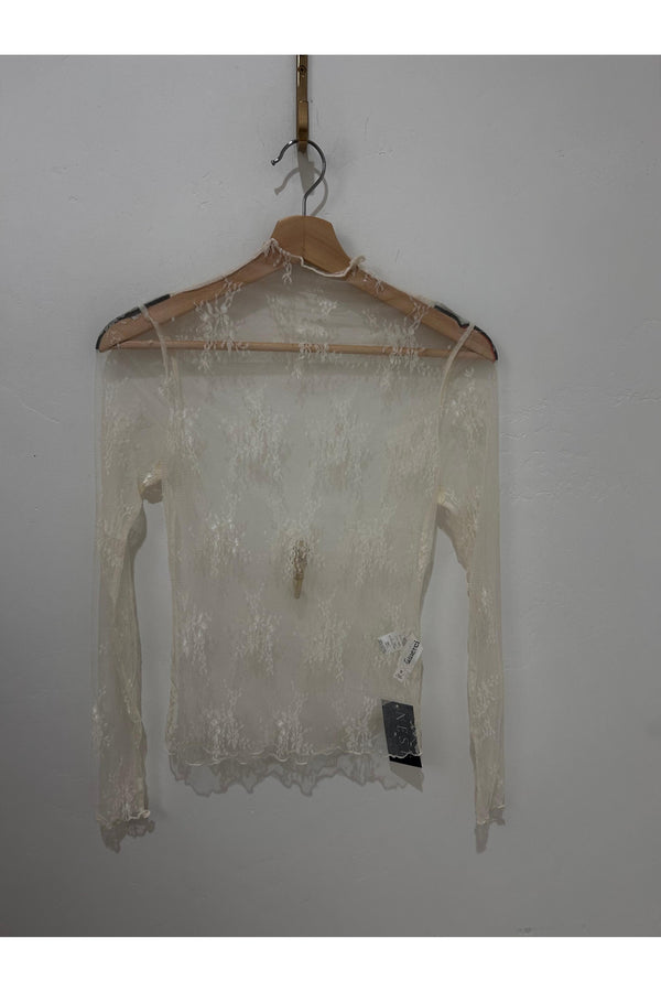 Sydney Ecru Lace Mock Neck