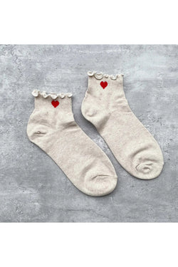 Ivory Red Heart Socks