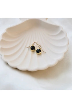 Katie Waltman Square Bezel Earrings in Black