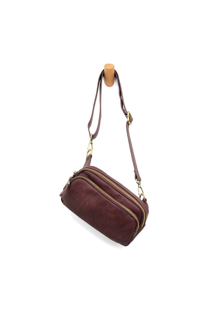 Kylie Double Zip Crossbody in Aubergine