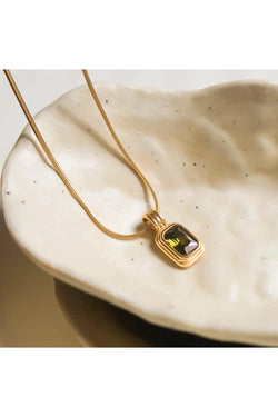 Maeve 18K Gold Square Stone Pendant