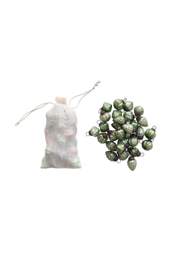 Mini Green Mercury Glass Ornaments