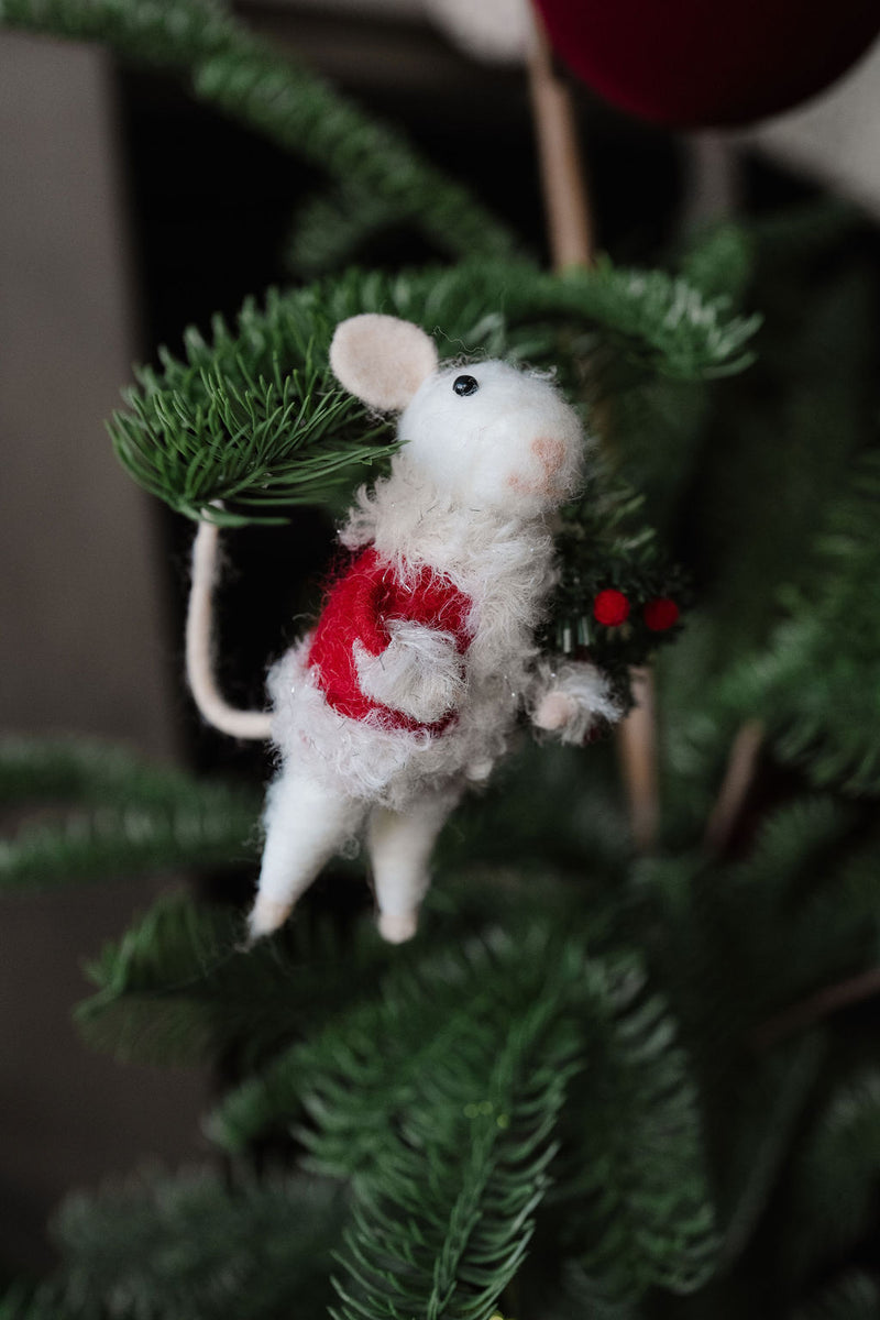 Wool Felt Santa Mouse