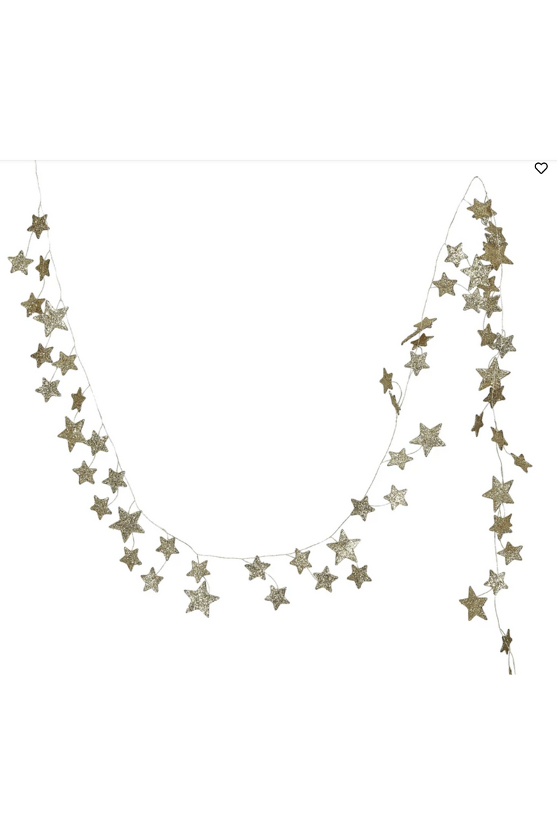 Gold Glitter Paper Star Garland