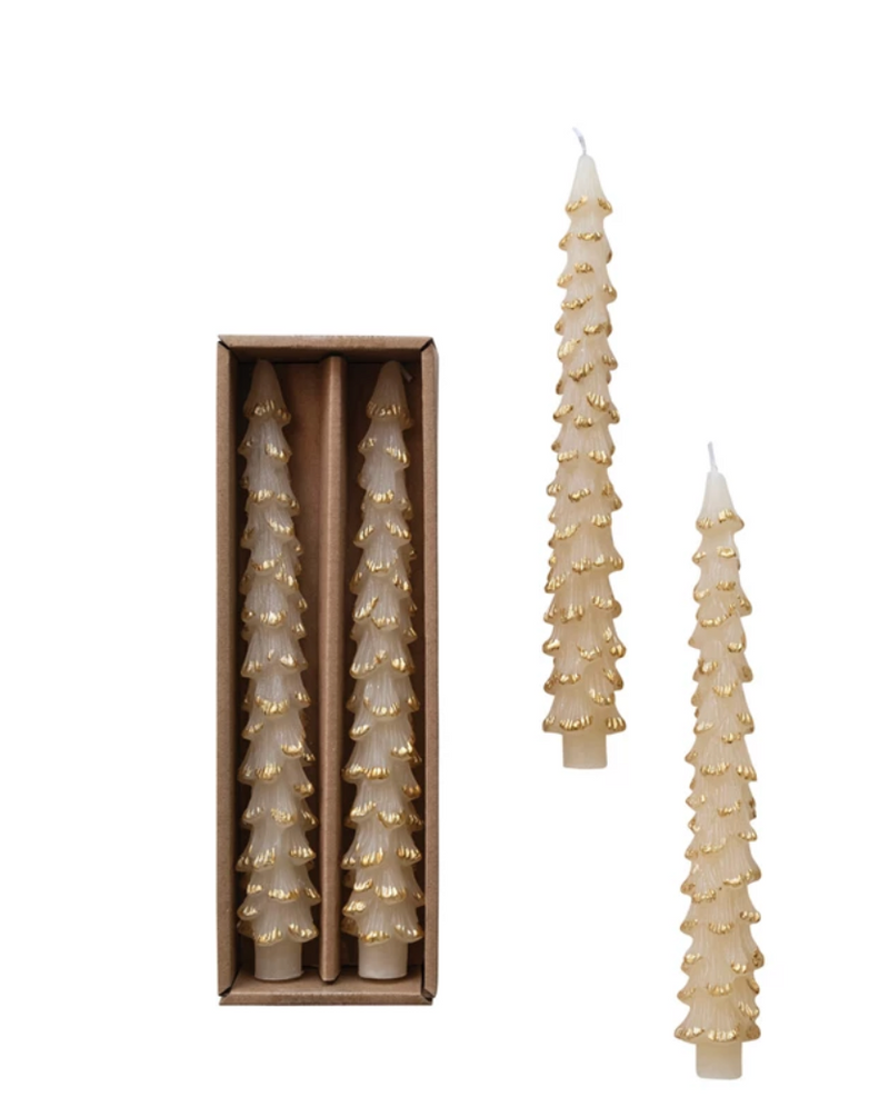 Christmas Tree Taper Candles - Set of 2