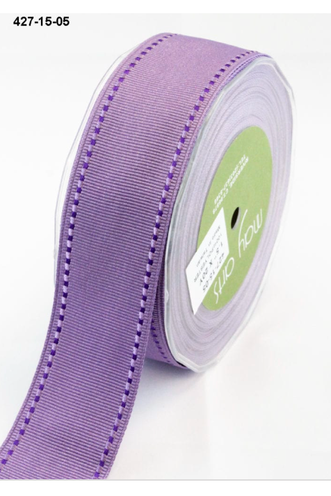 Purple 1.5 Inch Grosgrain Ribbon with Woven Stitched Edge - SPOOL