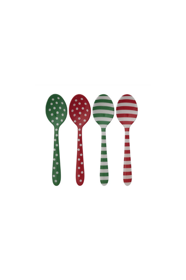 Red, White & Green Stainless Steel Spoons