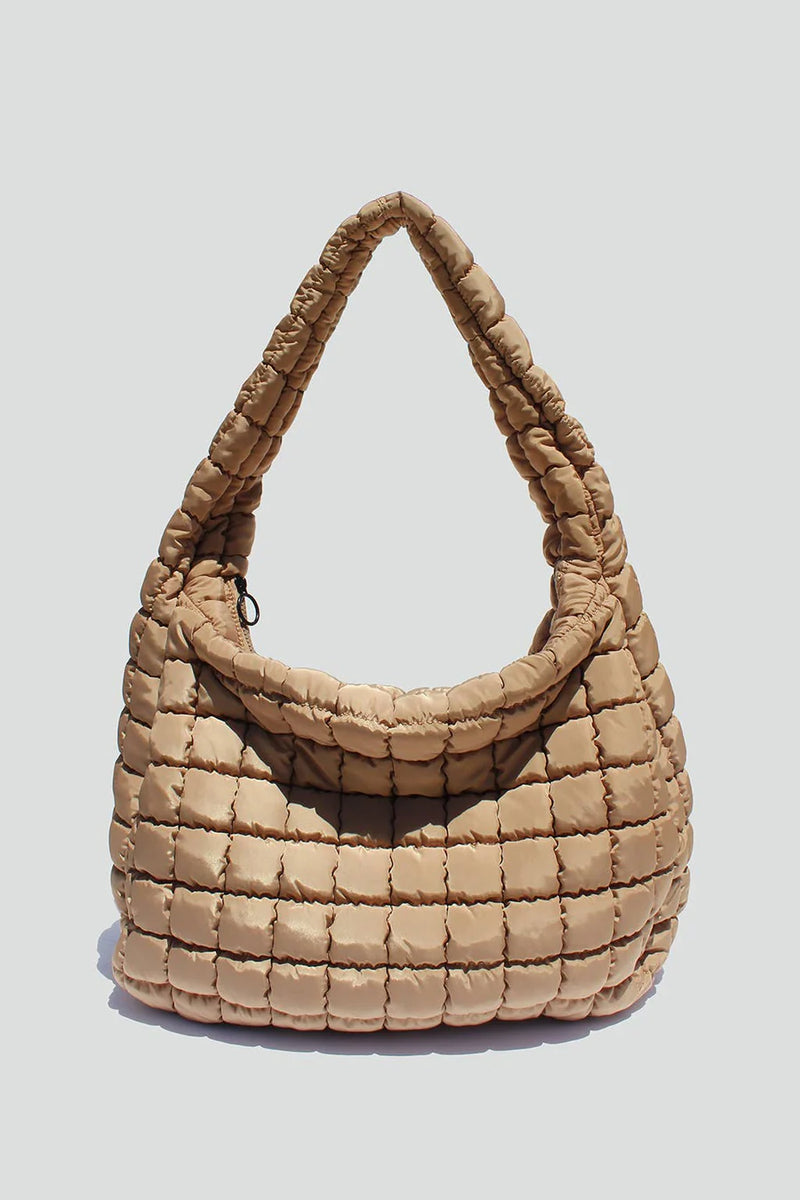 Cleo Slouchy Quilted Tote in Sand