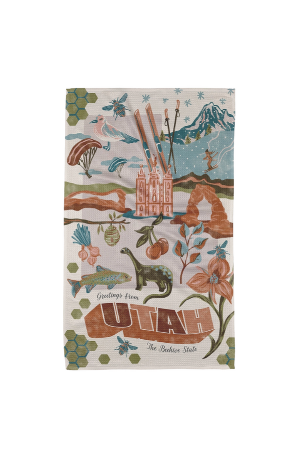 Greetings from Utah Geometry Tea Towel