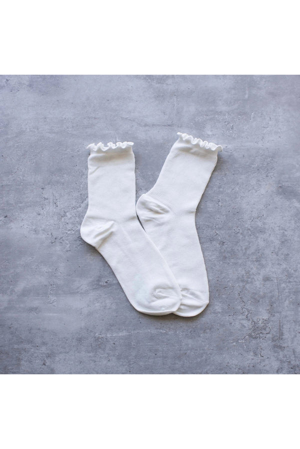 Wednesday Ruffle Socks in White