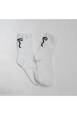 White & Black Ribbon Bow Socks