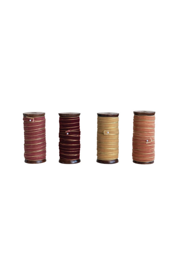 Metallic Edge Velvet Ribbon on Spool