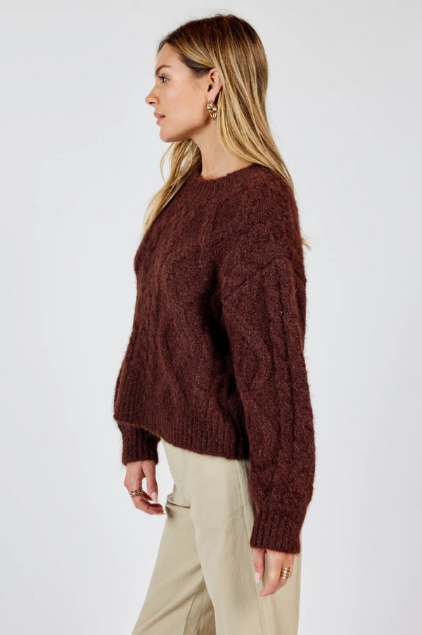 Aubree Brown Cable Knit Sweater FINAL SALE