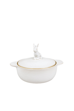 Stoneware Baker with Rabbit Finial