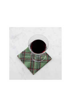 Green Plaid Cocktail Napkins