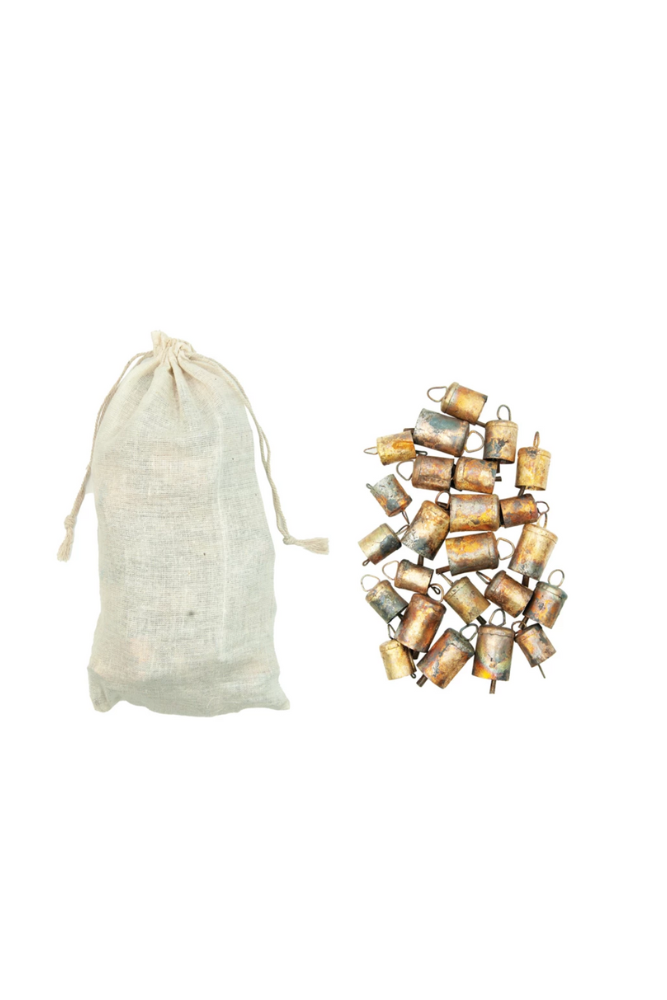 Mini Distressed Bells in Muslin Bag