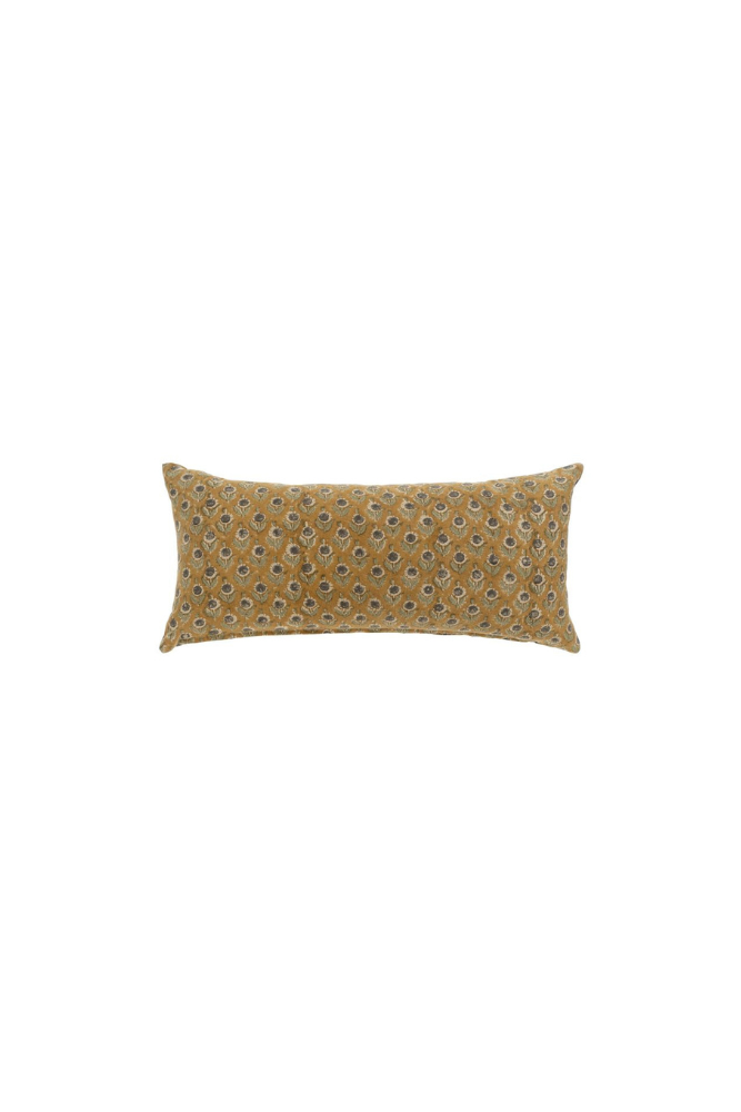 Mustard Kerala Block Print Pillow