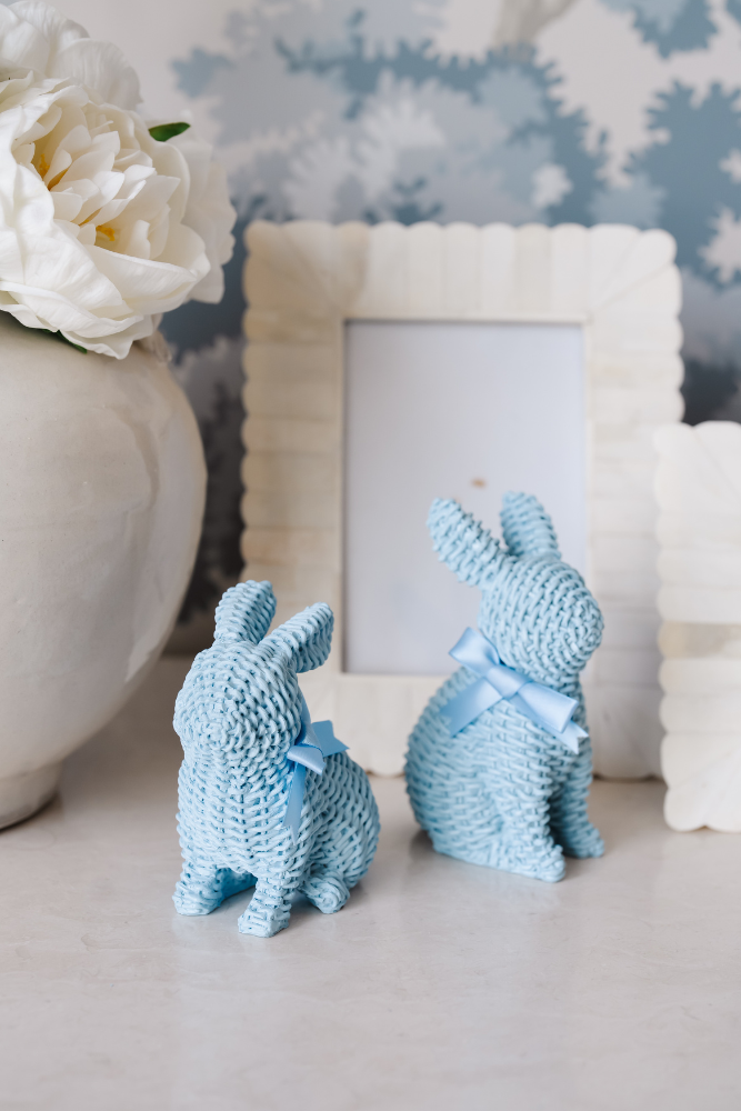 Blue Woven Bunny with Bow